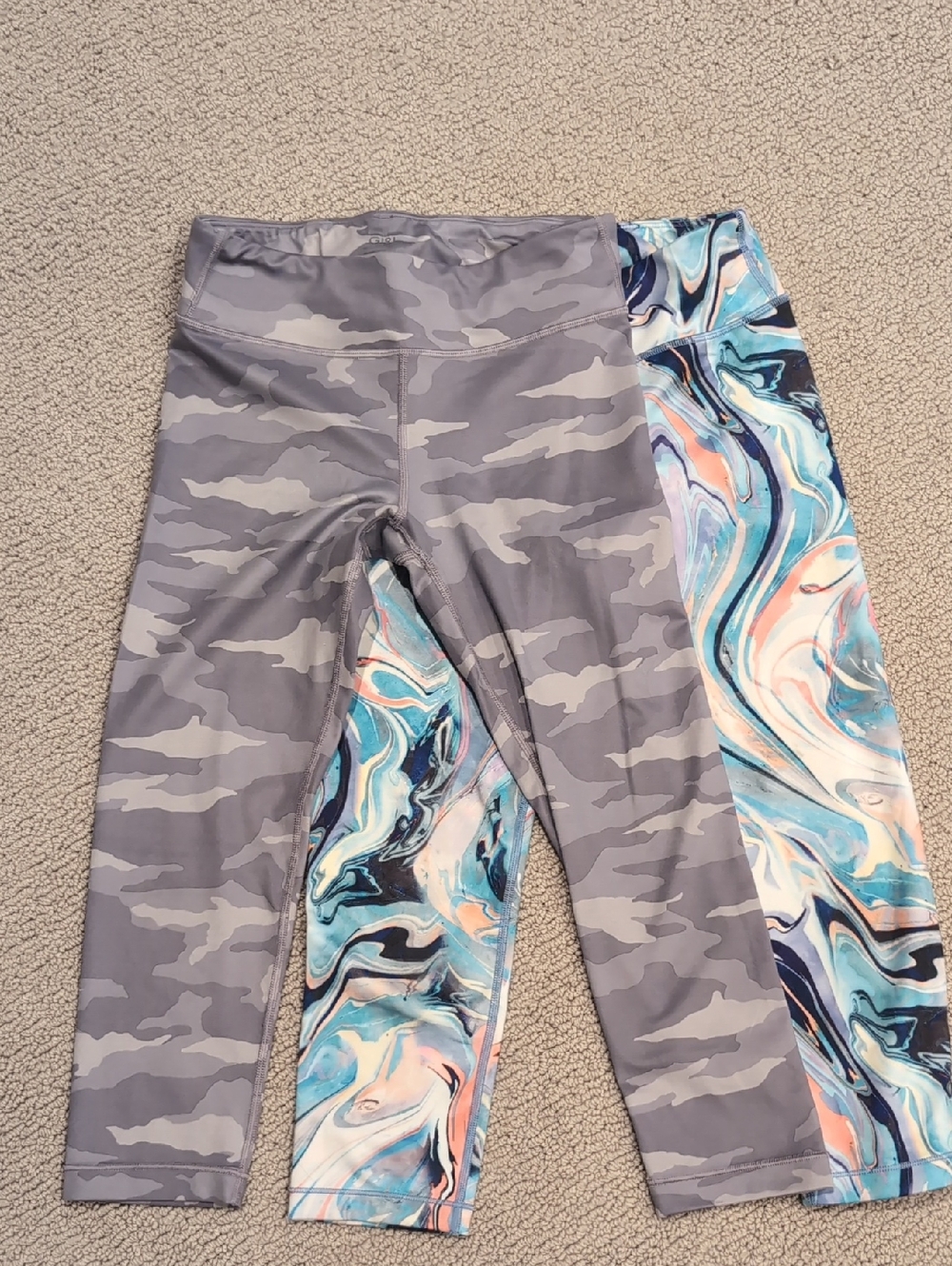 Two Athleta girl crop legging Chit Chat